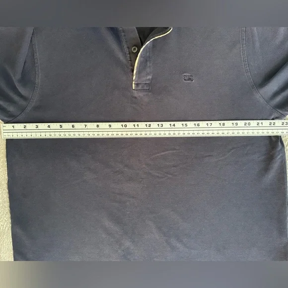 Burberry London Navy Polo Shirt 👕 Classic Logo | Men’s L (Slim Fit) Cotton - Picture 7 of 14